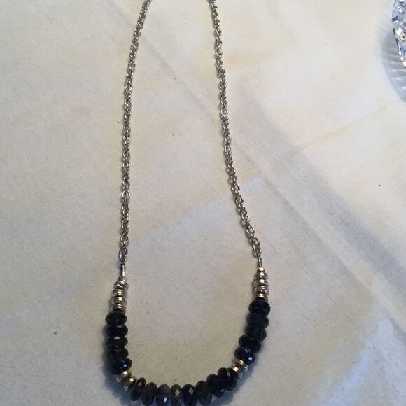 Silvertone Blue Faceted Stone Necklace - Picture 7 of 13